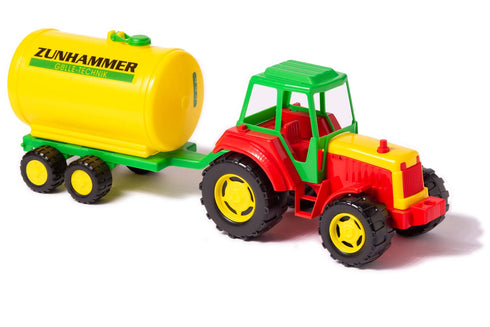 Spielzeugfass mit Traktor